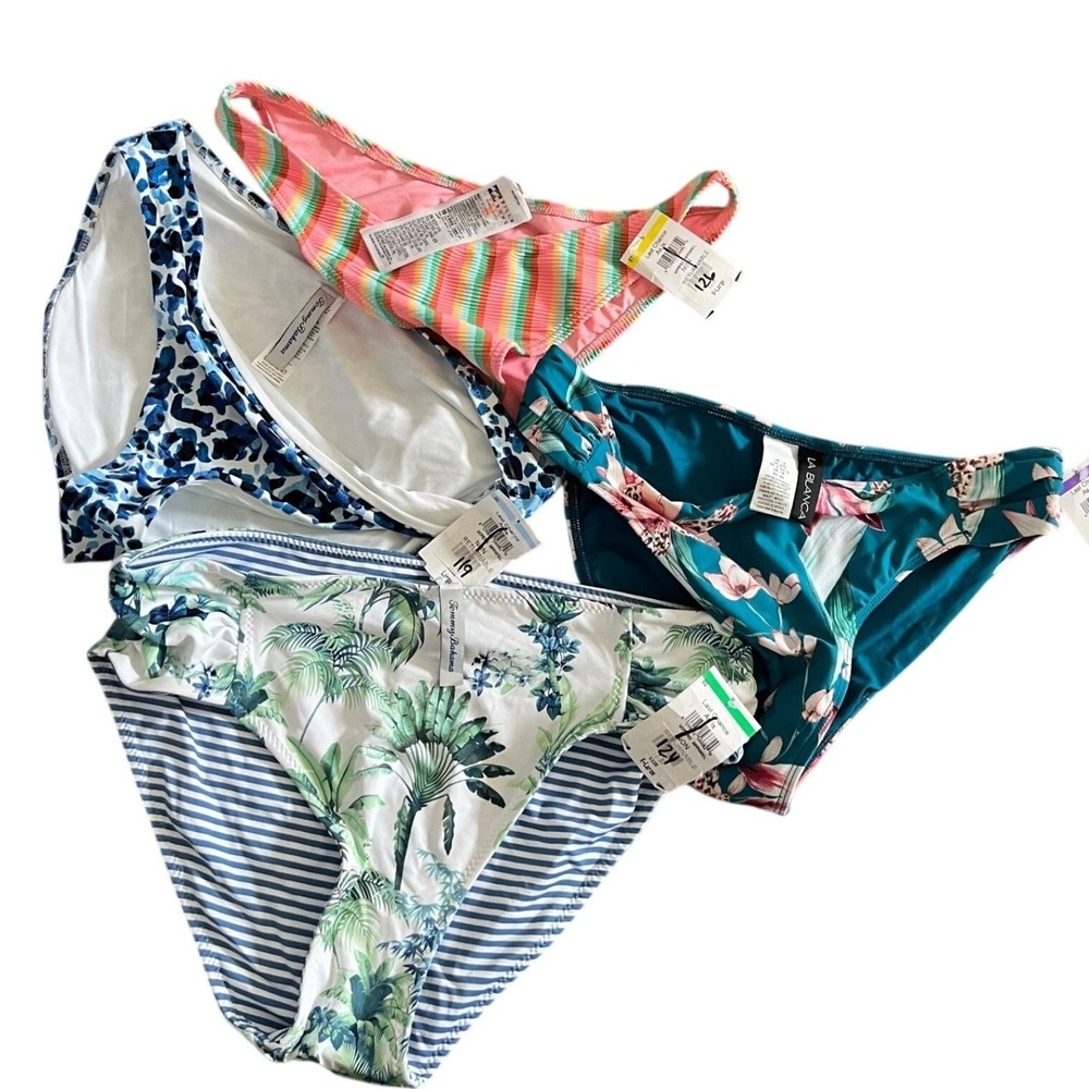 La Blanca Tommy Bahama Billabong Womens Mixed Lot Bikini Swim Bottoms L 12 Multi